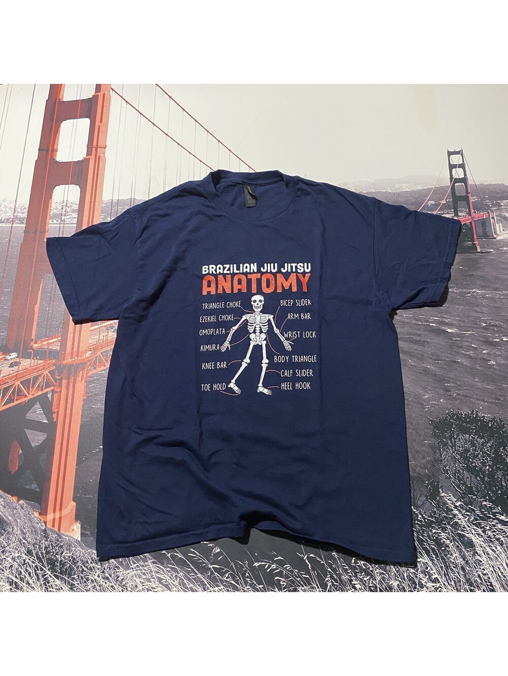 Brazilian Jiu Jitsu Anatomy Black Graphic T-Shirt Size Large Heavy cotton Tee